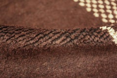 Simple Cream and Brown Vintage Moroccan Runner Rug