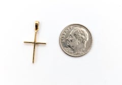 Pendentif croix simple en or jaune 14k