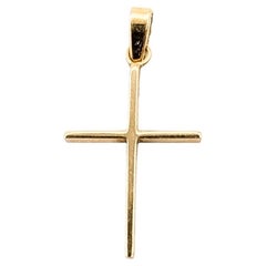 Pendentif croix simple en or jaune 14k