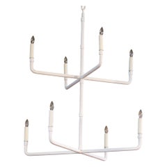 Simple Custom Two-Tier Hand-Made White Iron “Knox" Chandelier