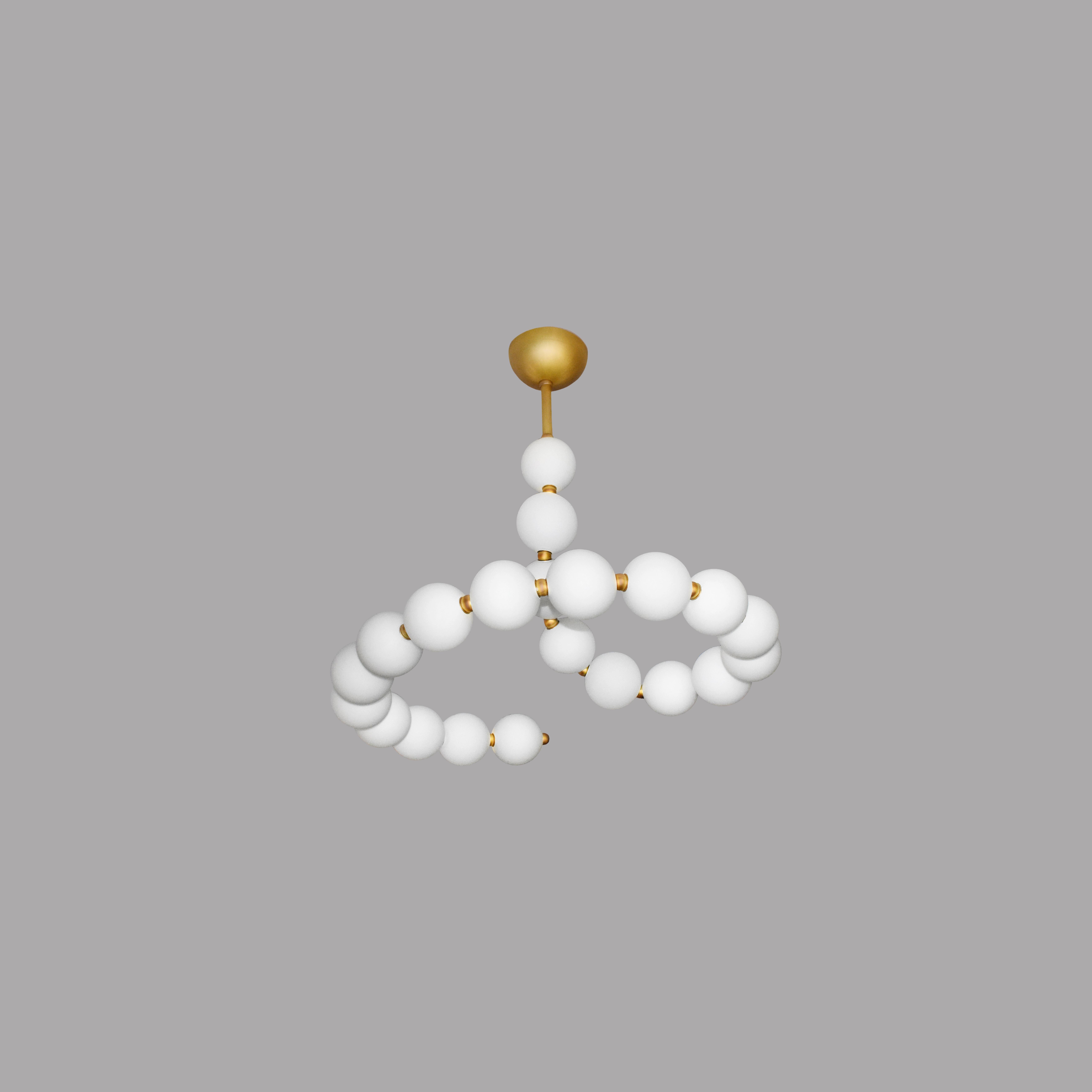 Simple De Perles Chandelier by Ludovic Clément D’armont
Dimensions: Ø 75 x H 75 cm.
Materials: Blown glass and brass.

Every creation of Ludovic Clément d’Armont can be made to order in any requested dimensions. Pearls have a diameter of 10 cm.