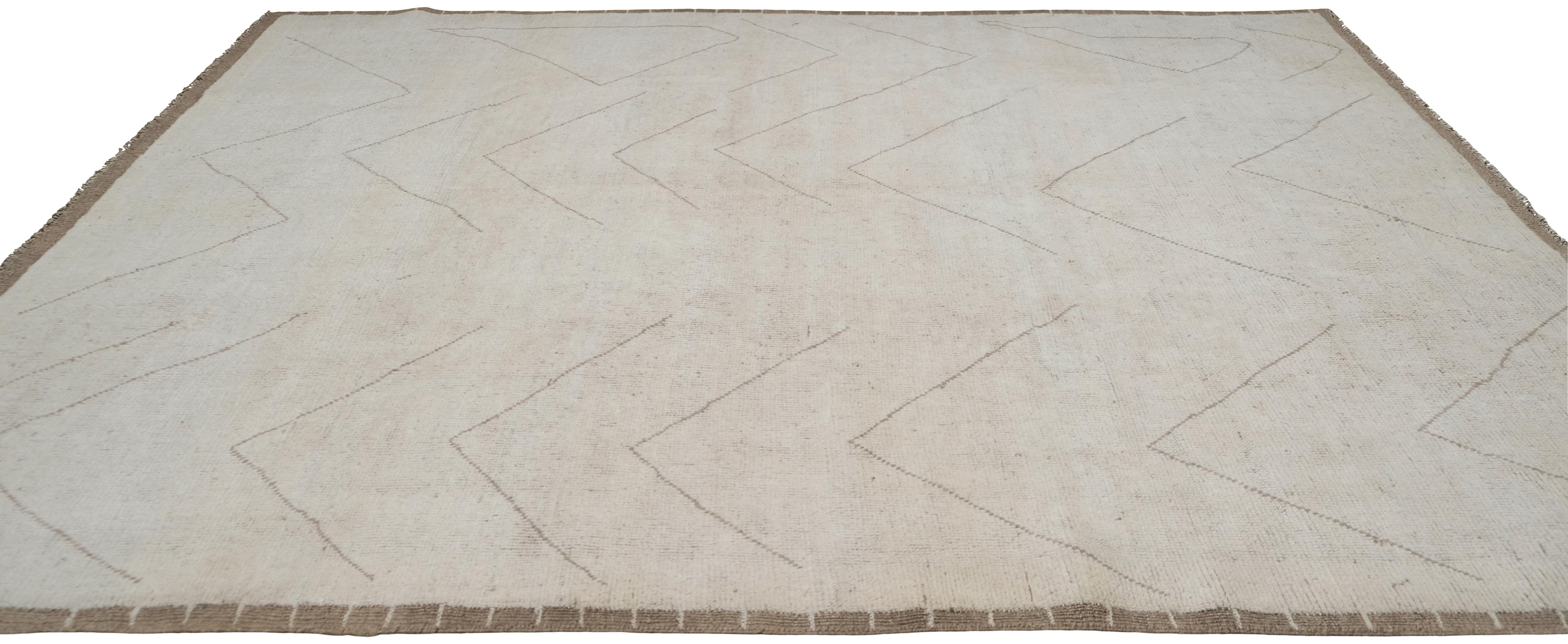 Noué à la main Tapis marocain en laine Simple Deco 8'2''x10'6'' en vente