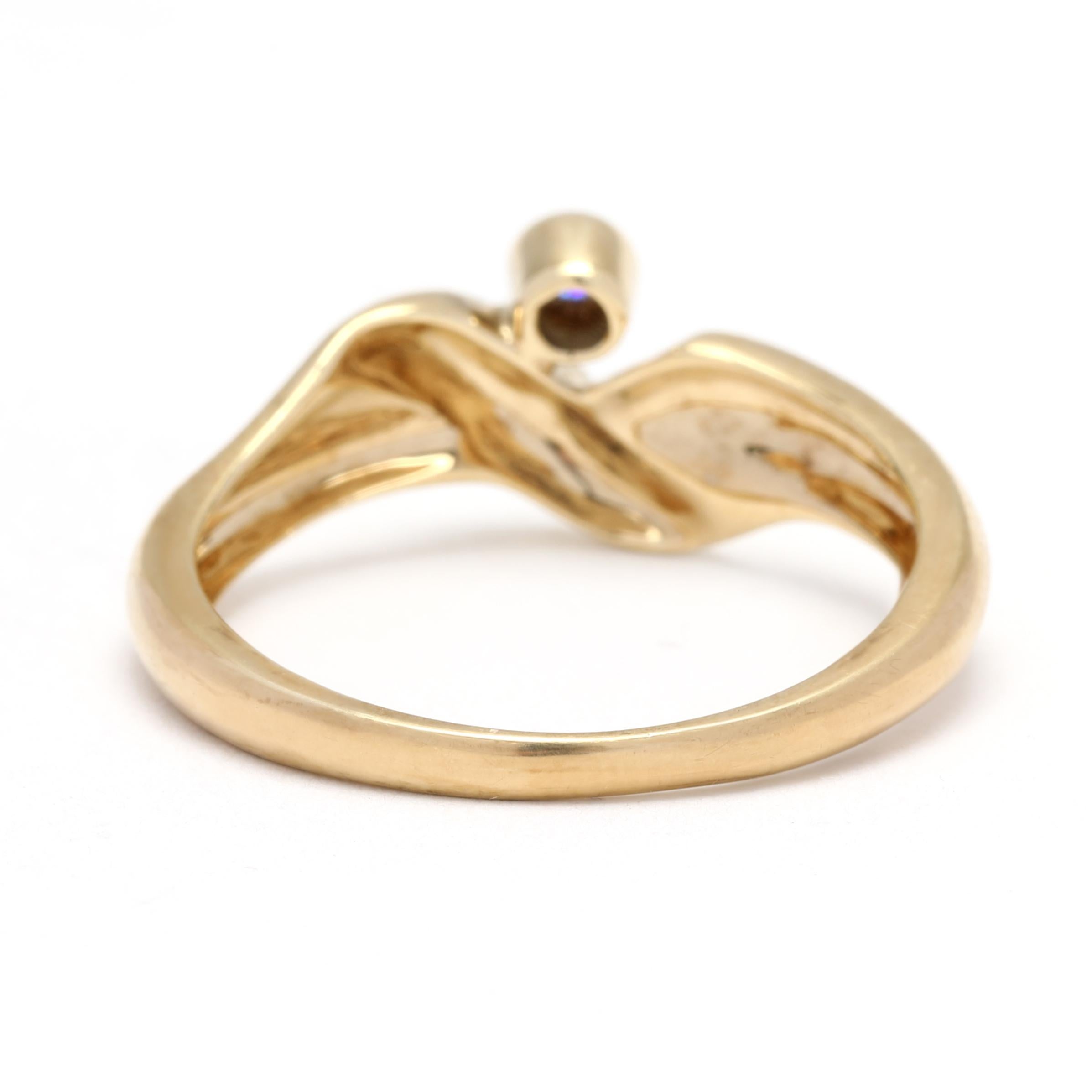 Einfacher Diamant-Crossover-Ring, 14k Gelbgold, Ring, stapelbarer Diamant (Brillantschliff) im Angebot