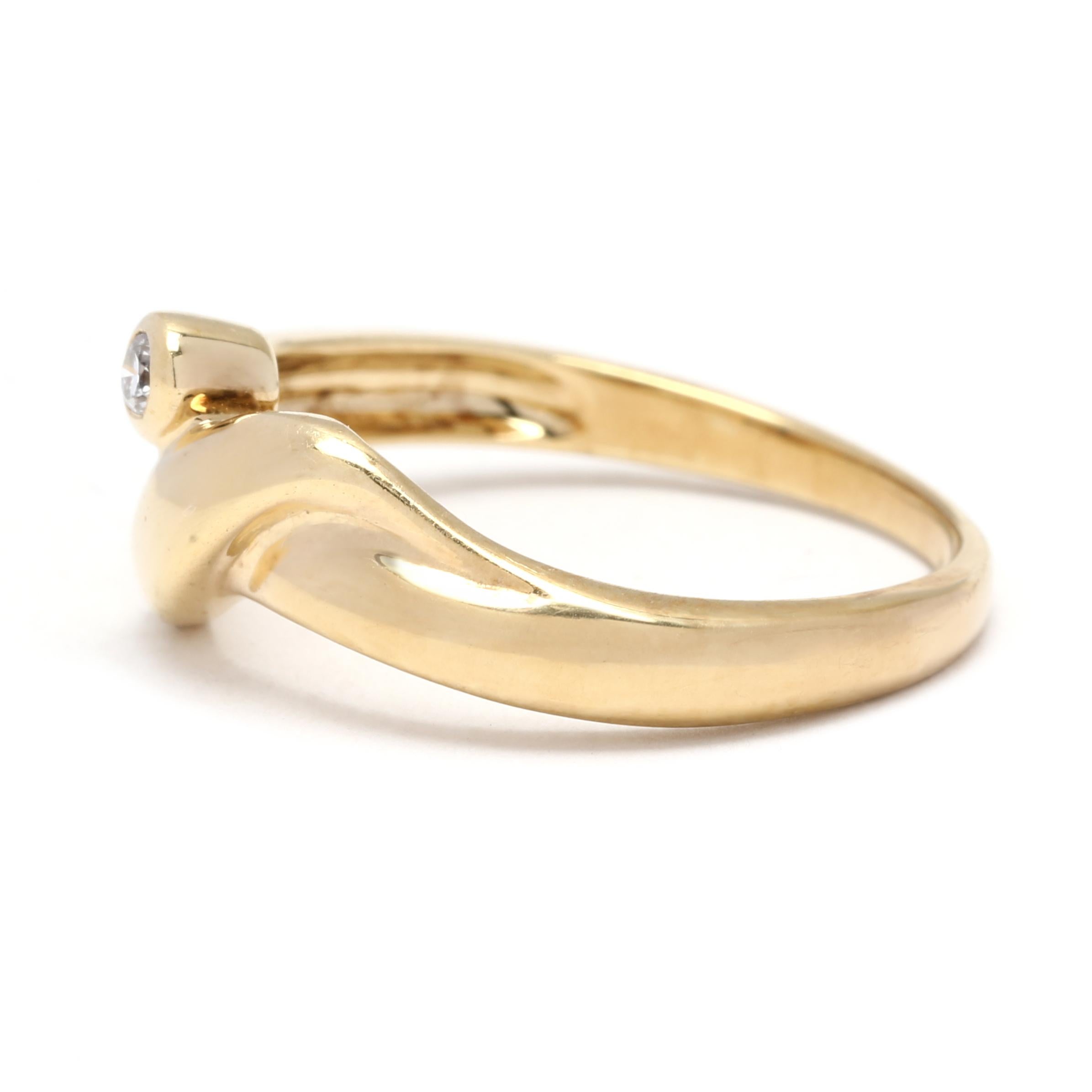 Simple Diamond Crossover Band, 14k Yellow Gold, Ring, Stackable Diamond In Good Condition For Sale In McLeansville, NC