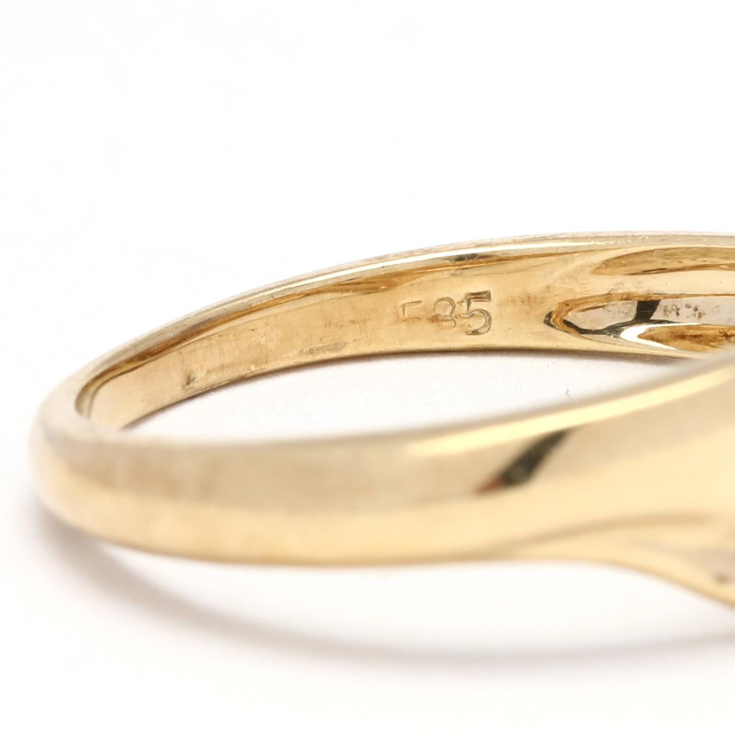 Einfacher Diamant-Crossover-Ring, 14k Gelbgold, Ring, stapelbarer Diamant für Damen oder Herren im Angebot
