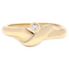 Simple Diamond Crossover Band, 14k Yellow Gold, Ring, Stackable Diamond