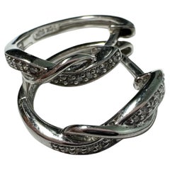 Simple diamond earrings 10Kt white gold hoops