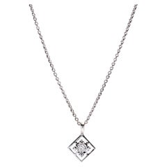 Vintage Simple Diamond Pendant, 14K White Gold, White Gold Diamond Necklace