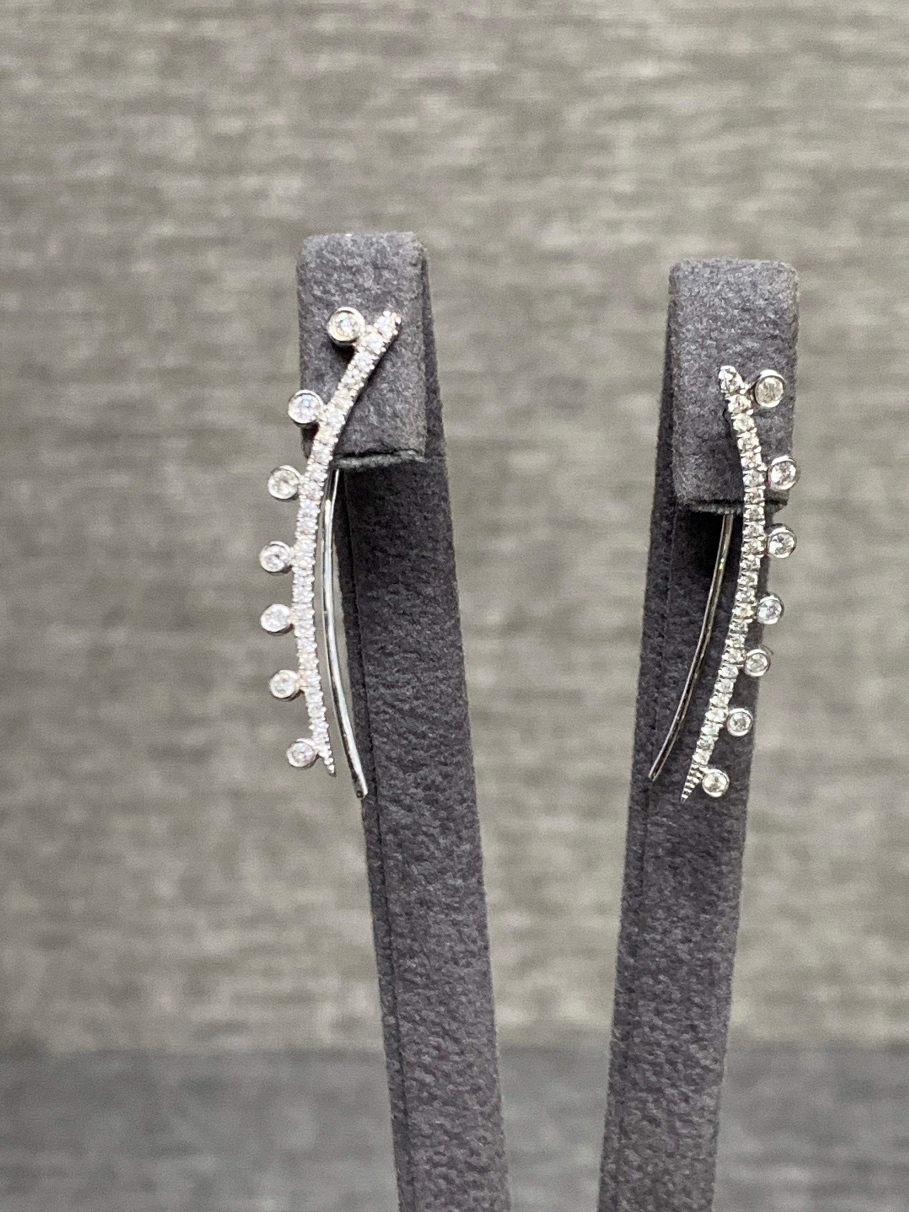 Art Deco White Diamond, White Gold Earrings For Sale