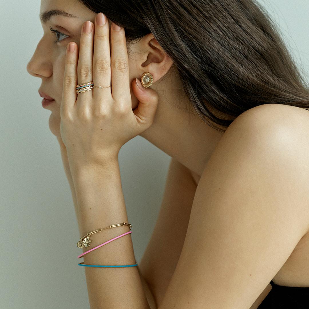Contemporary Simple Enamel Cuff 'Baby Pink' For Sale