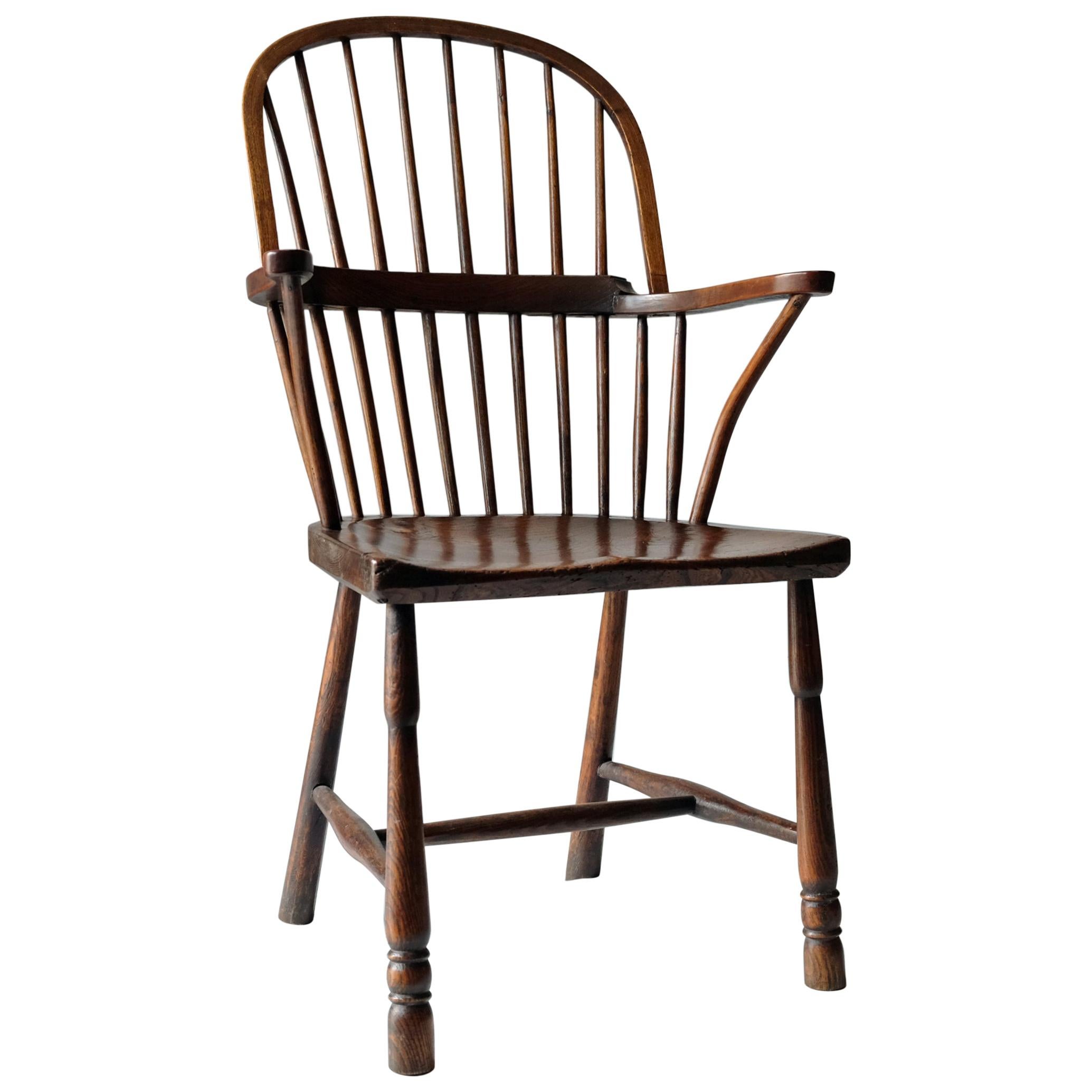 Simple English Country Windsor Chair, Rustic, 19th Century, Elm, Ash at