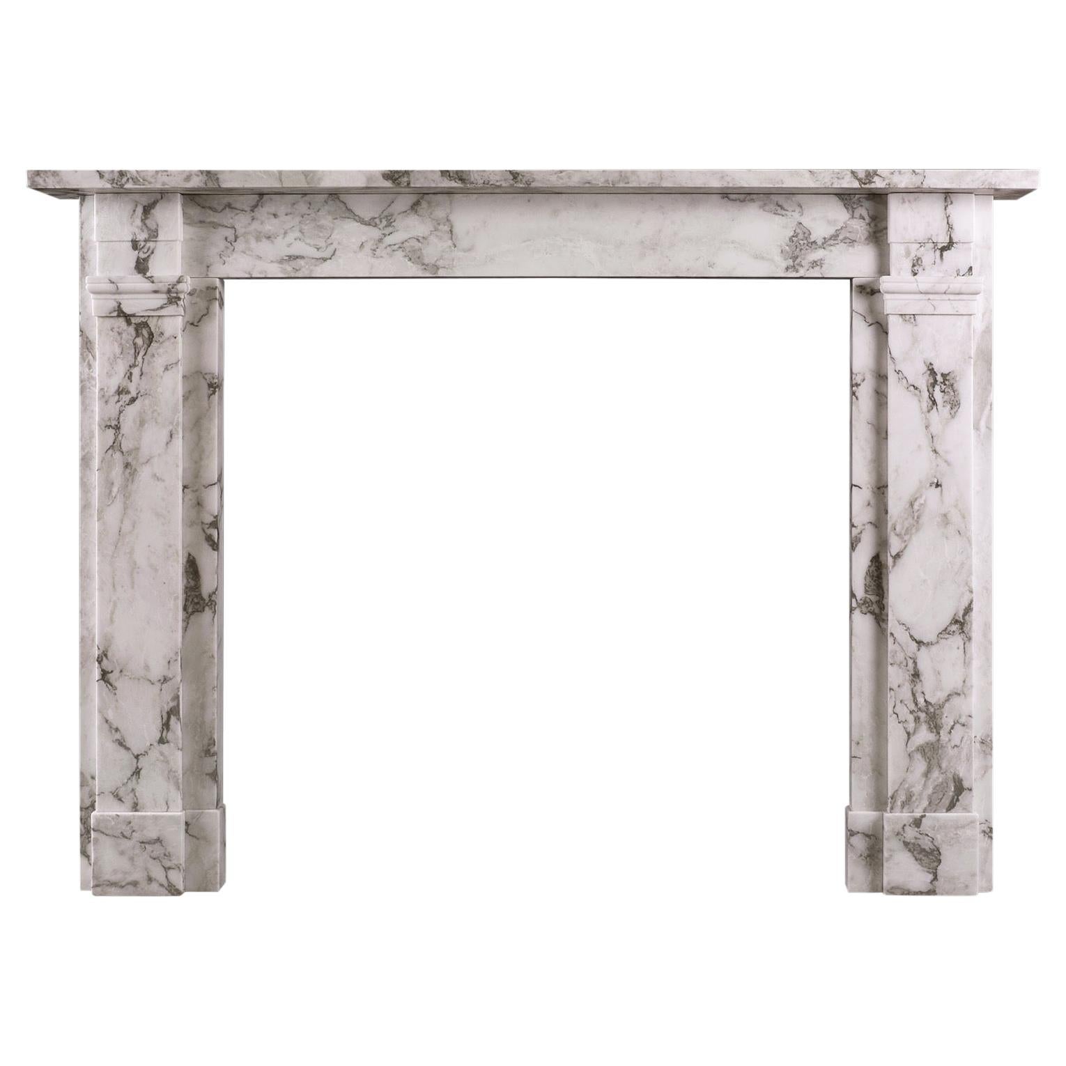 Simple English Fireplace in Italian Arabescato Marble