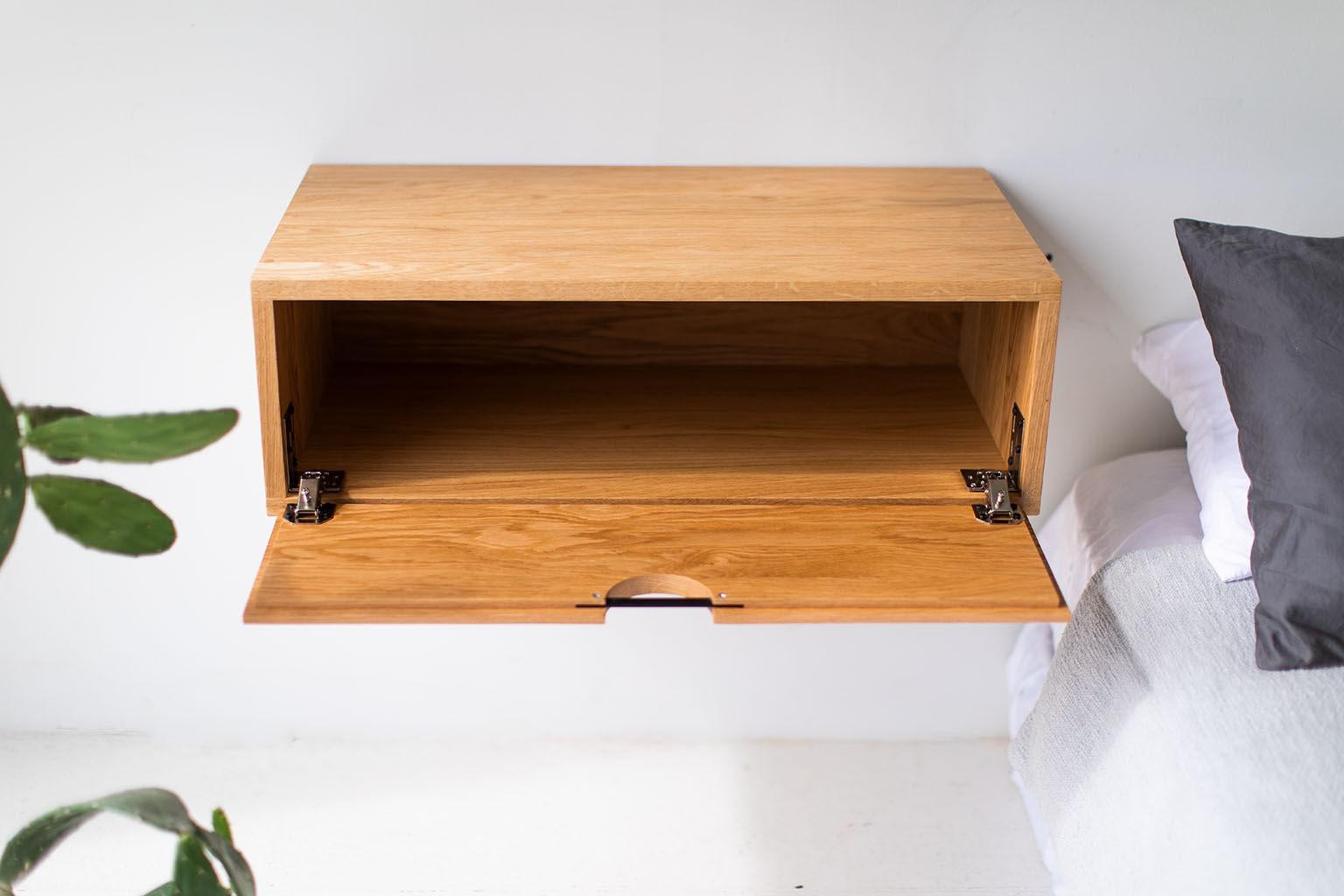 This piece ships free in the continental United States!
Price includes free white glove shipping.

This simple floating nightstand from the Cali Collection is made in the heart of Ohio with locally sourced wood. Each unit is handmade with solid