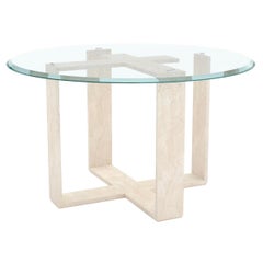 Moderner Crema-Marmor-Tisch des 21. Jahrhunderts mit einfachem Gestell von Luca Scacchetti
