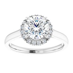 Plain Halo Round Brilliant White Diamond Engagement Ring