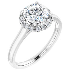 Plain Halo Round Brilliant White Diamond Engagement Ring