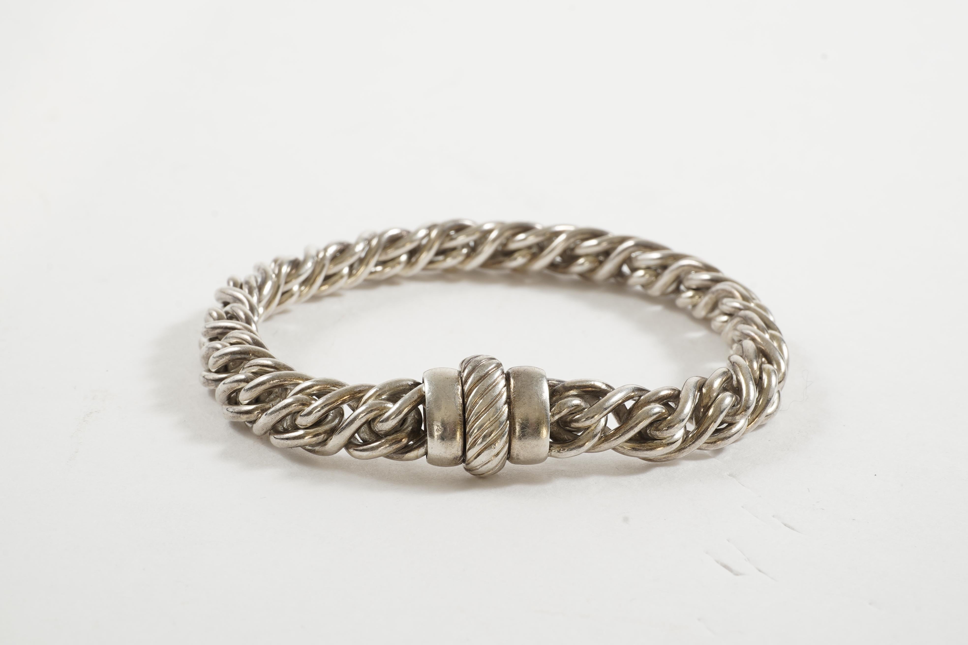 Vintage, Sterling Silver, David Yurman Link Chain Bracelet w/ Box Clasp 7 1/4
