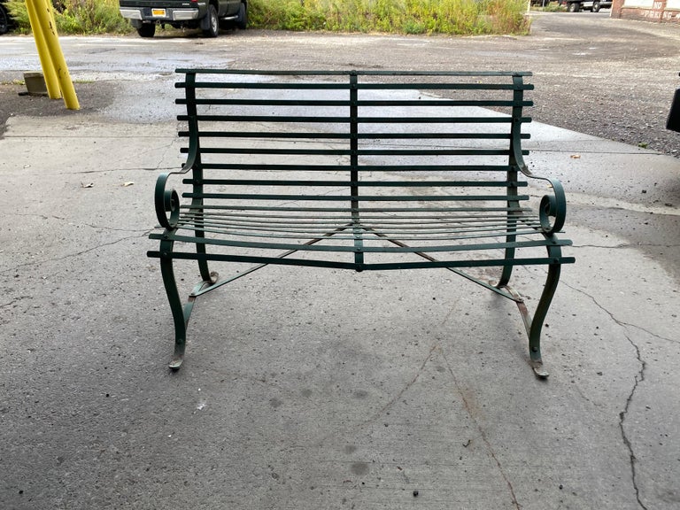Simple, Late 19th Century, Slat Design Iron Garden Bench For Sale 4