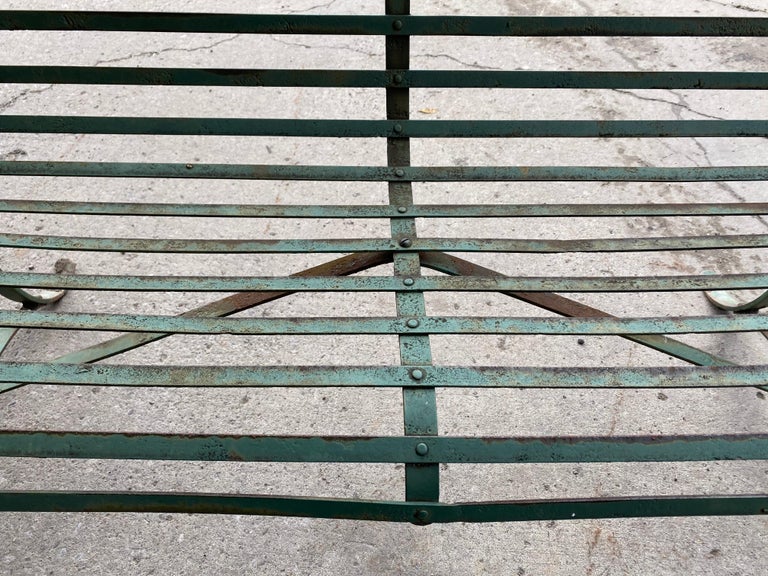 Simple, Late 19th Century, Slat Design Iron Garden Bench For Sale 5