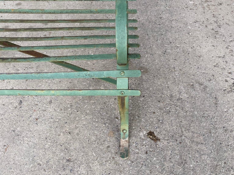 American Simple, Late 19th Century, Slat Design Iron Garden Bench For Sale