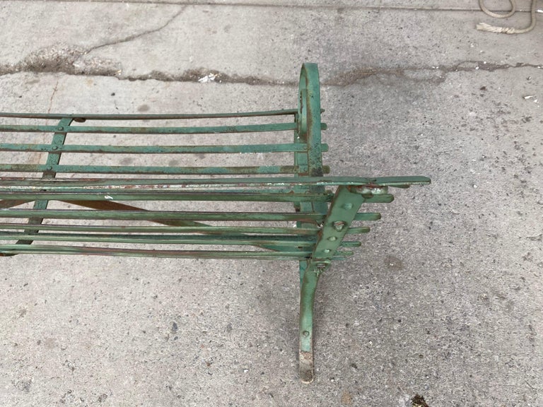 Simple, Late 19th Century, Slat Design Iron Garden Bench For Sale 3