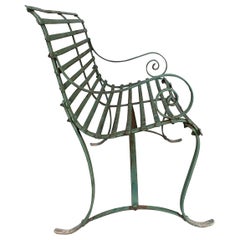 Simple, Late 19th Century, Slat Design Iron Garden Bench