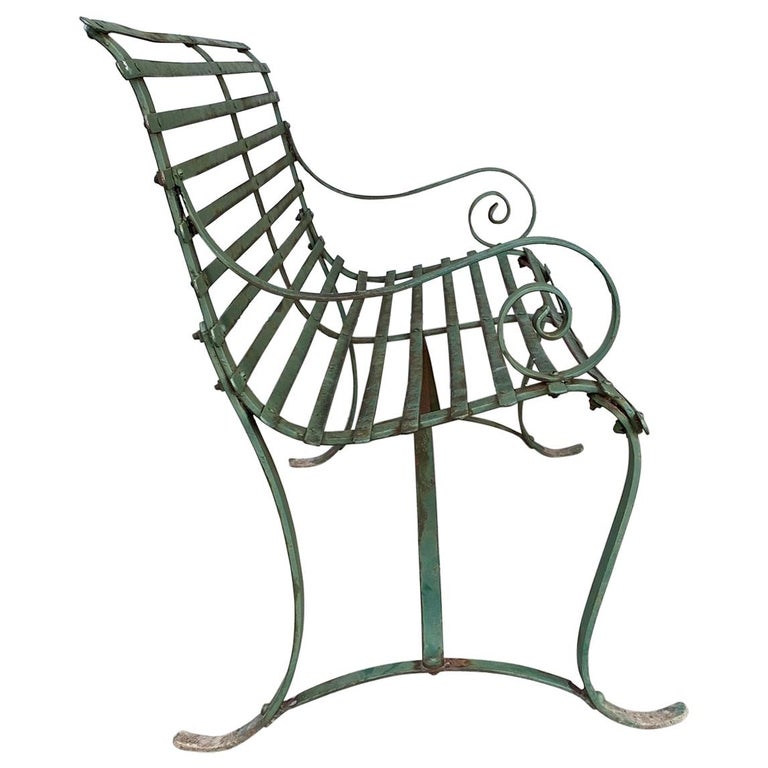 Simple, Late 19th Century, Slat Design Iron Garden Bench For Sale