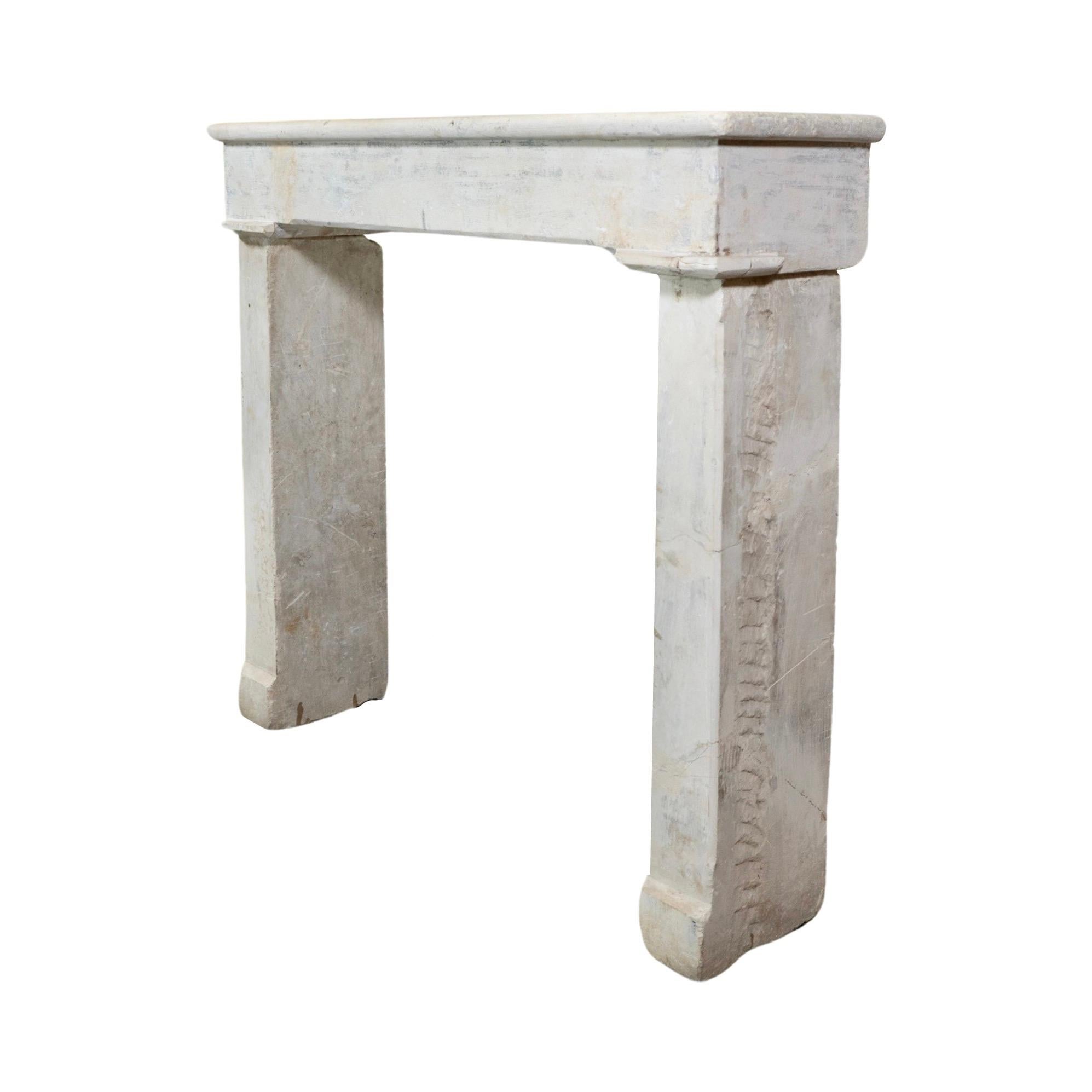 17th Century French Limestone Mantel For Sale