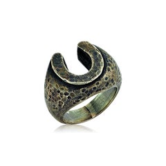 Horseshoe Handmade Hammered Oxidized Silver Luck Ring