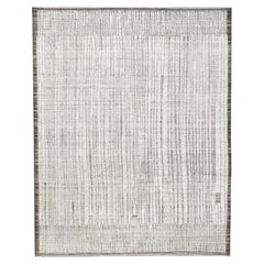 Simple Minimal Linear Design Wool Rug 9'4''x11'7''