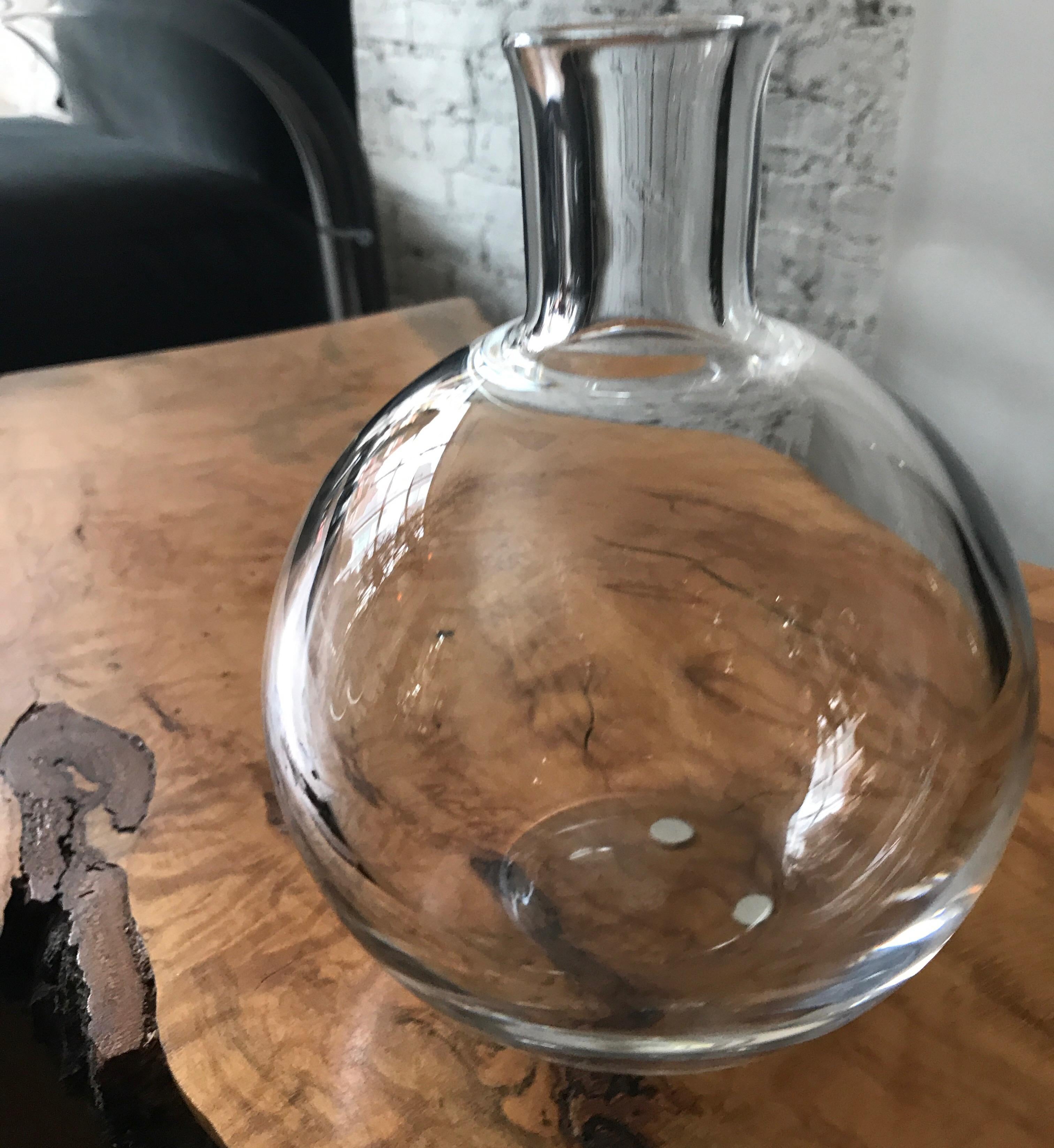 Simple Modern Clear Crystal Baccarat Vase France In Fair Condition In Chicago, IL