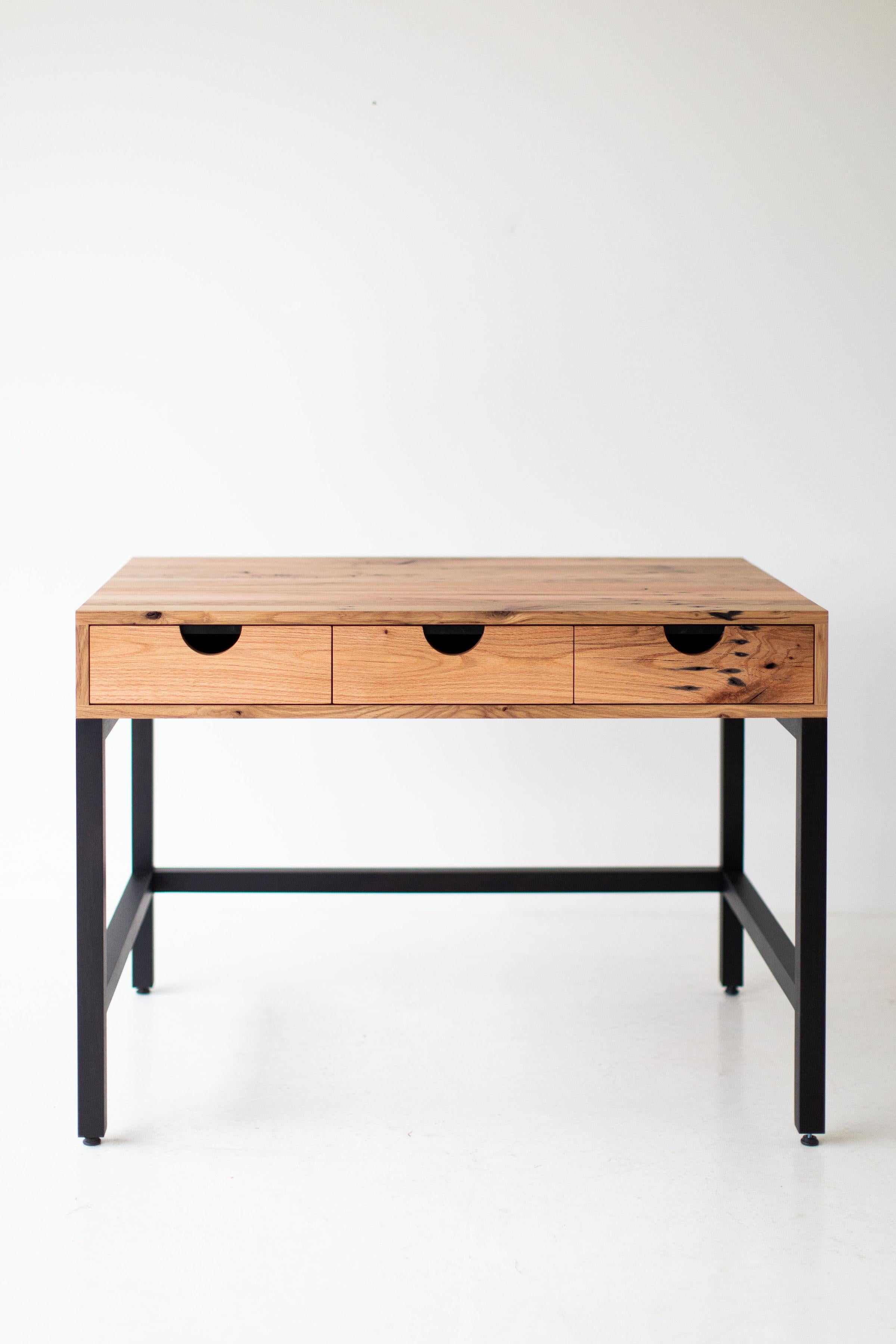 Simple Modern Desk, Reclaimed Oak and Walnut For Sale 7