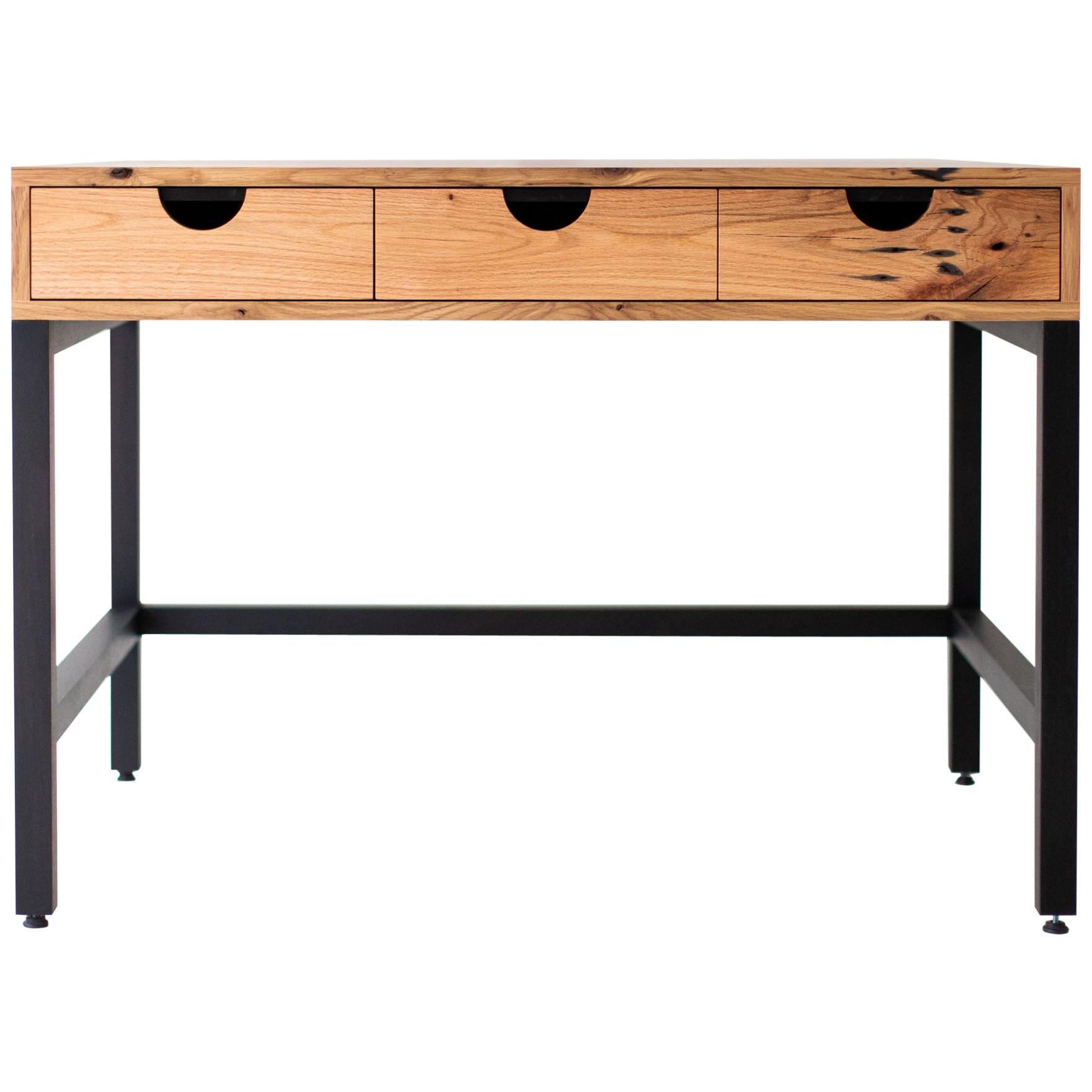 Simple Modern Desk, Reclaimed Oak and Walnut