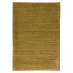Einfacher moderner persischer Teppich aus gedeckter grüner Wolle, minimalistisches Design, 2' x 3'