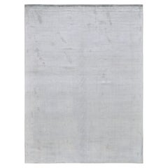 Simple Modern Solid Blue Bamboo-Silk Rug 9'x12'1''