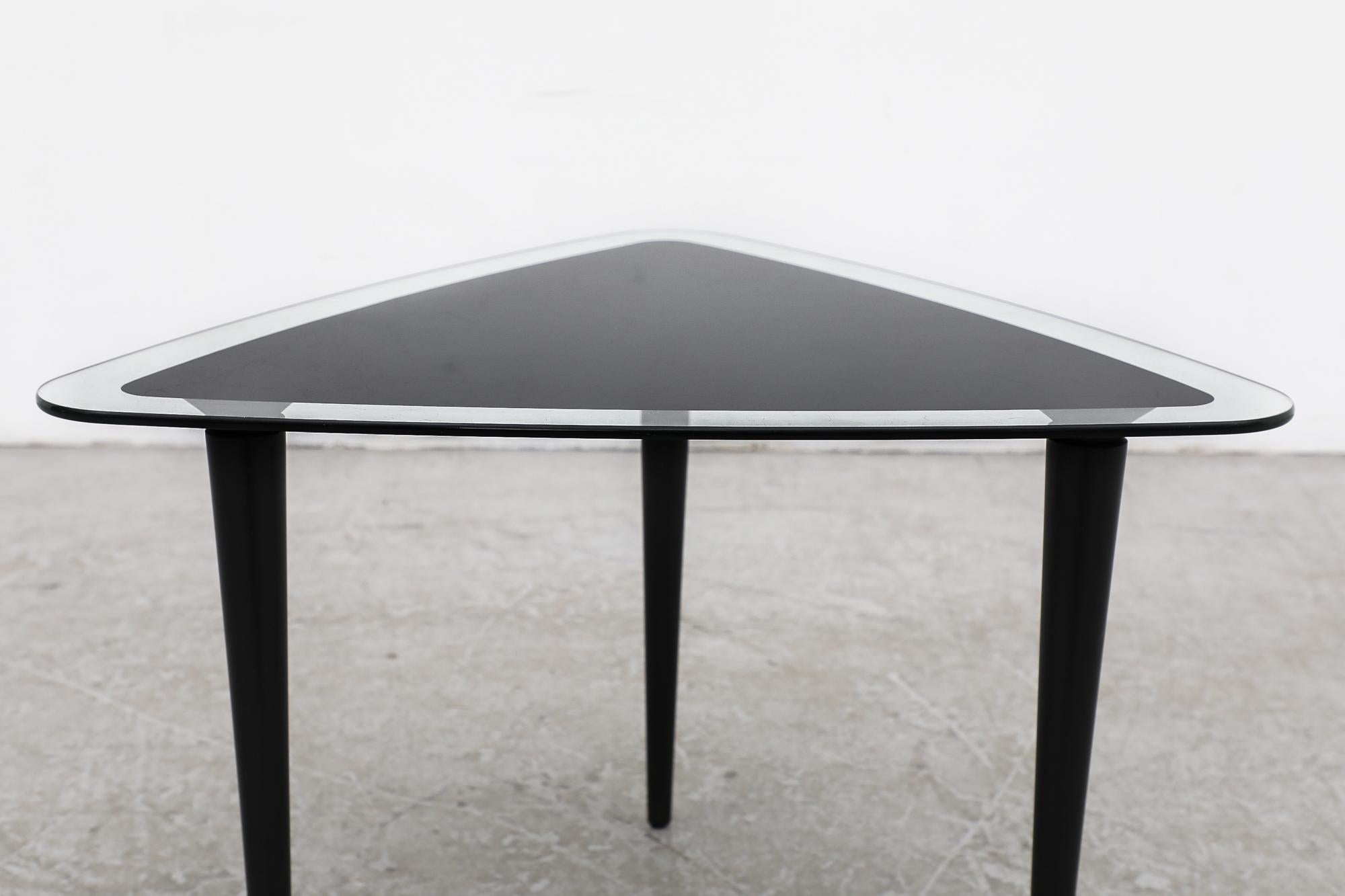 Late 20th Century Simple Modernist Triangle Glass Side Table For Sale