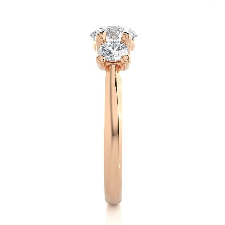 For Sale:  Simple Moissanite Three Stone Ring for Her in Rose Gold Plated in 925  Silver 10