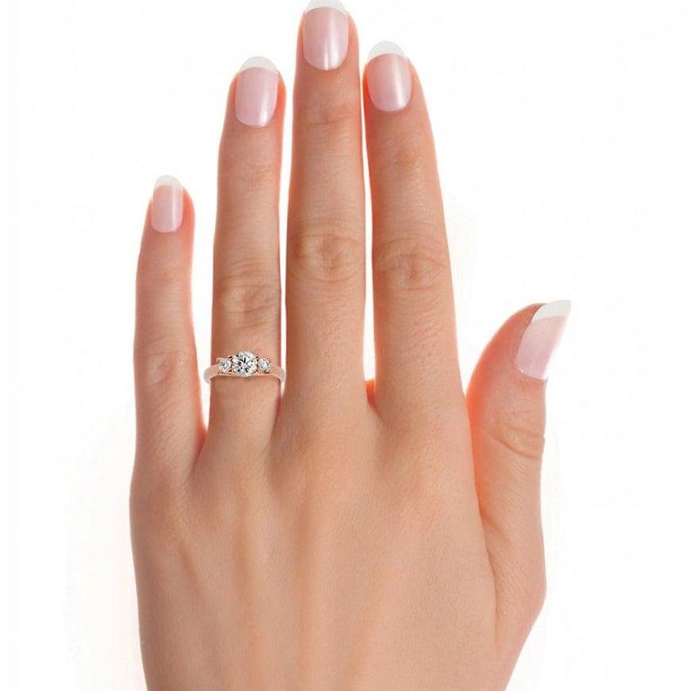 For Sale:  Simple Moissanite Three Stone Ring for Her in Rose Gold Plated in 925  Silver 7