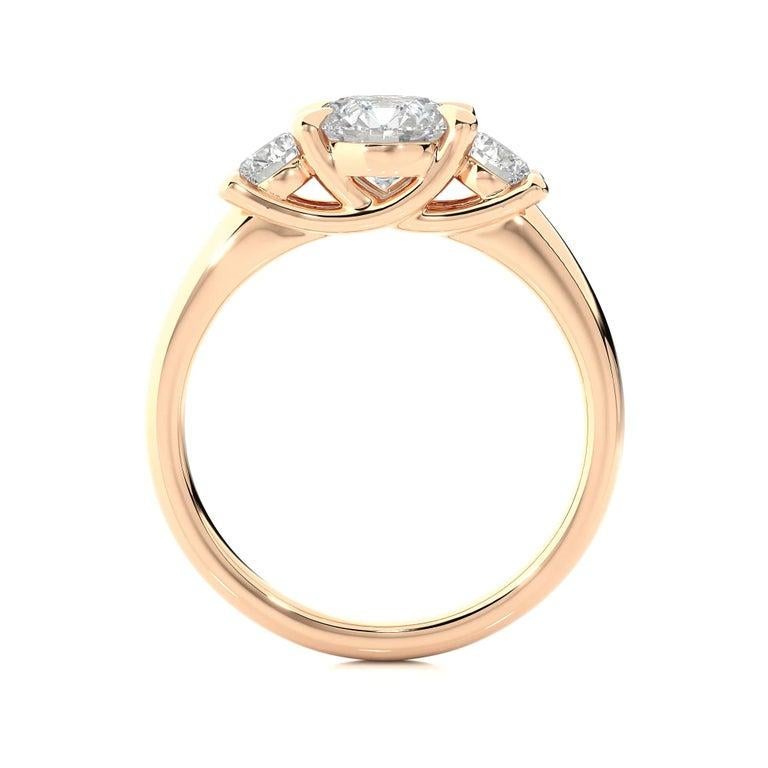 For Sale:  Simple Moissanite Three Stone Ring for Her in Rose Gold Plated in 925  Silver 9