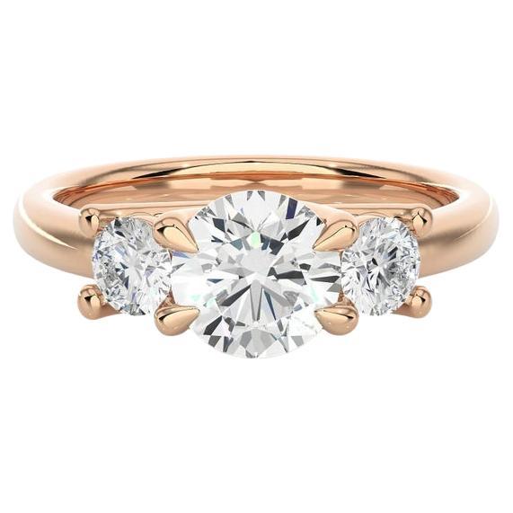 For Sale:  Simple Moissanite Three Stone Ring for Her in Rose Gold Plated in 925  Silver