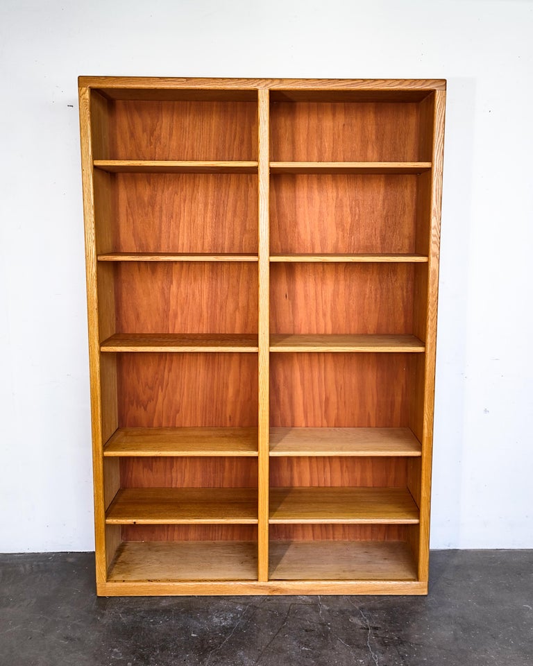 Simple Oak Tall Double Bookcase / Book Shelf at 1stDibs
