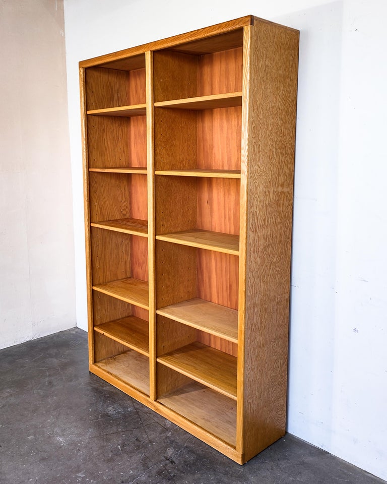 Simple Oak Tall Double Bookcase / Book Shelf at 1stDibs