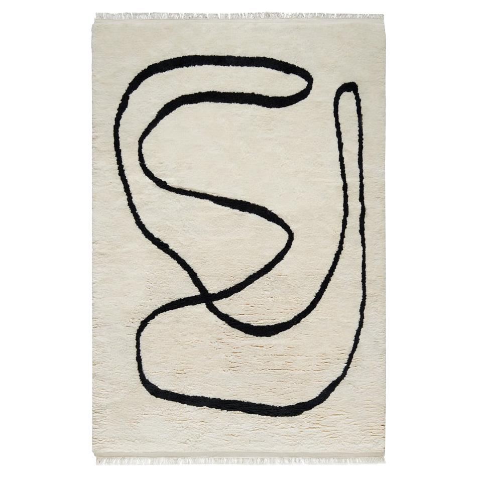 Tapis berbère shaggy en laine:: blanc cassé:: design scandinave:: Simple Object 18 en vente