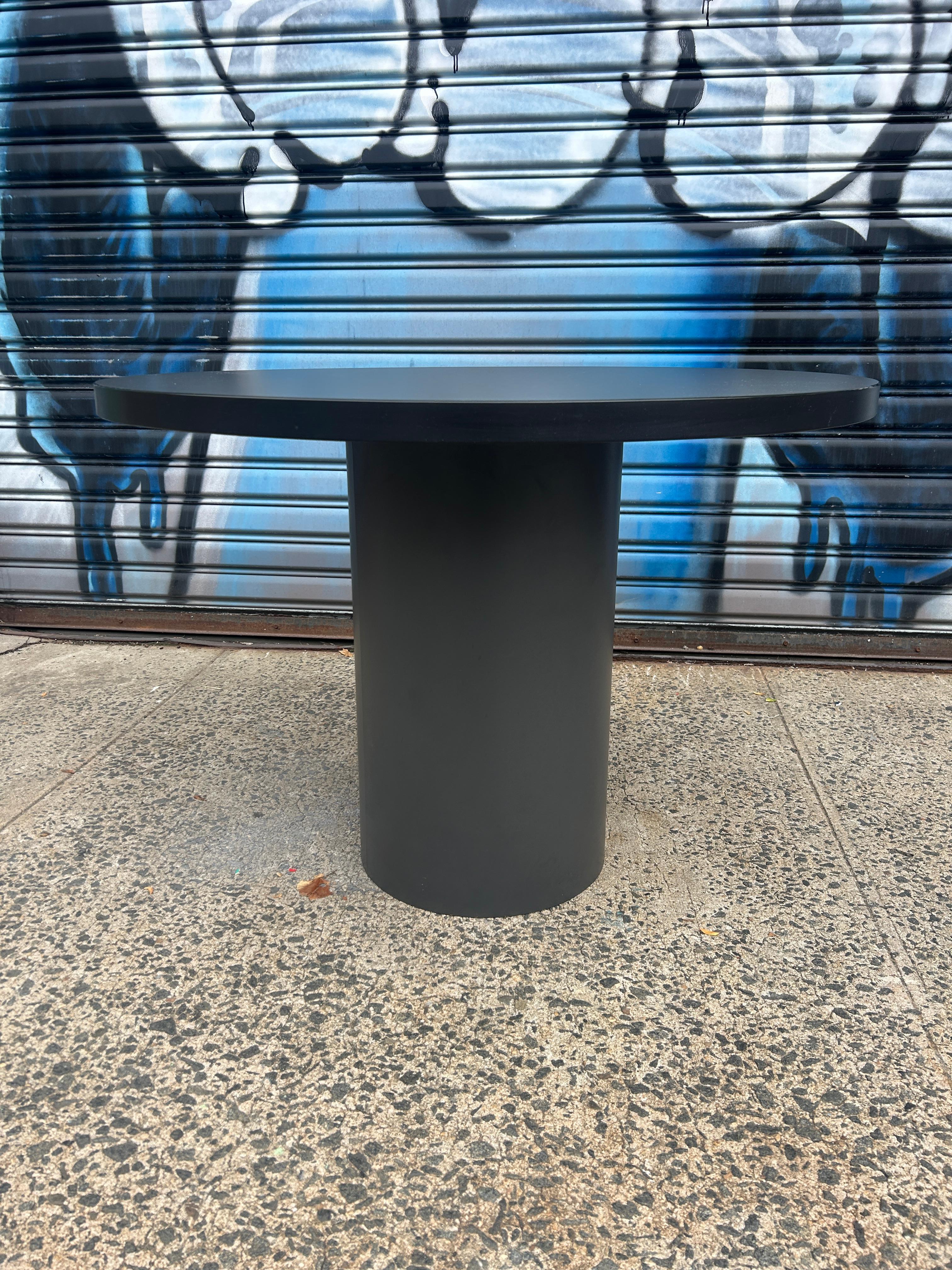 Mid-Century Modern Simple Post Modern Dark Gray Laminate round dining game table