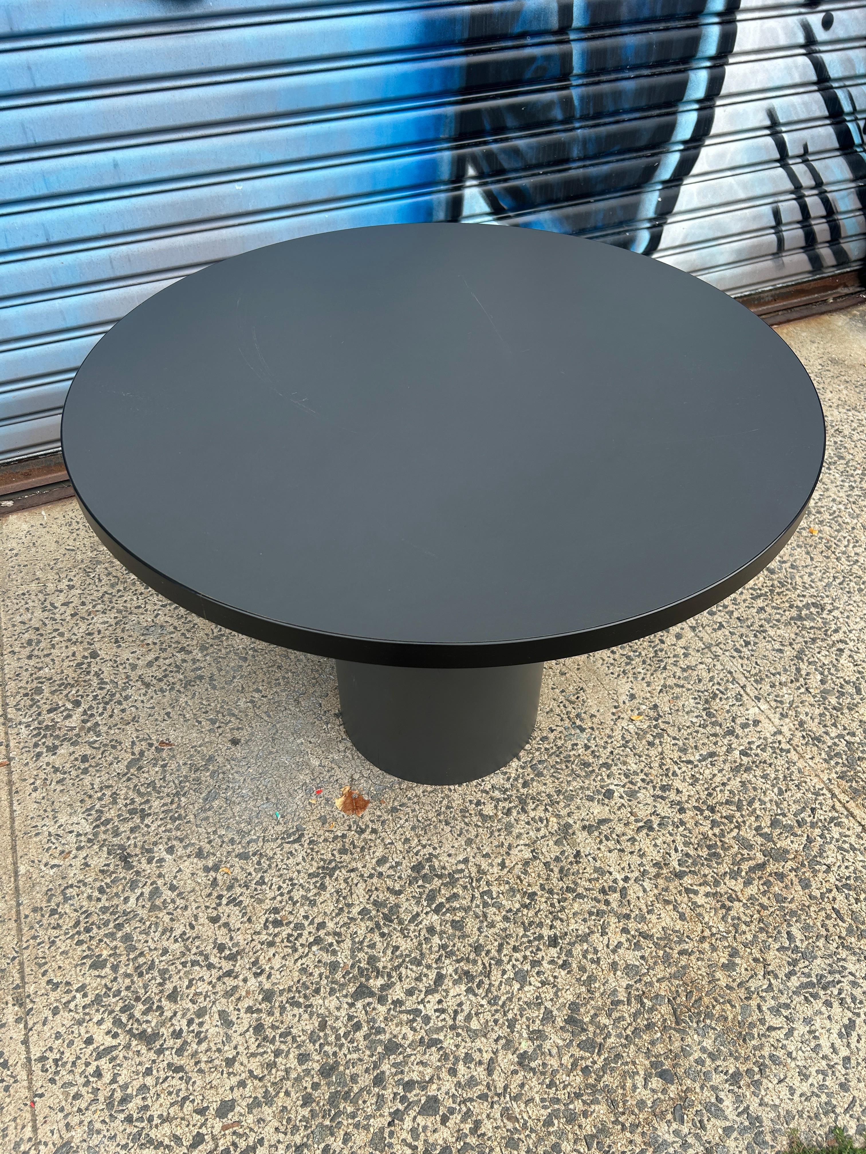 Late 20th Century Simple Post Modern Dark Gray Laminate round dining game table