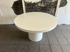 Simple Post Modern white Laminate round dining game table