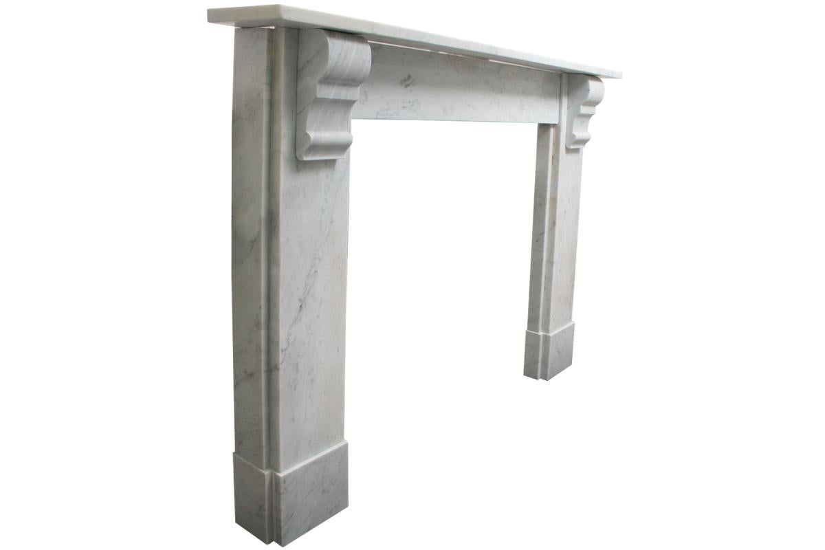 Simple Reclaimed Victorian Carrara Marble Fireplace Surround In Good Condition In Manchester, GB