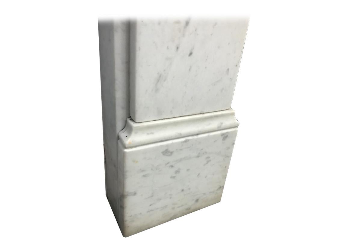 19th Century Simple Reclaimed Victorian Carrara Marble Fireplace Surround