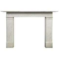 Simple Reclaimed Victorian Carrara Marble Fireplace Surround