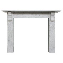 Antique Simple Reclaimed Victorian Carrara Marble Fireplace Surround